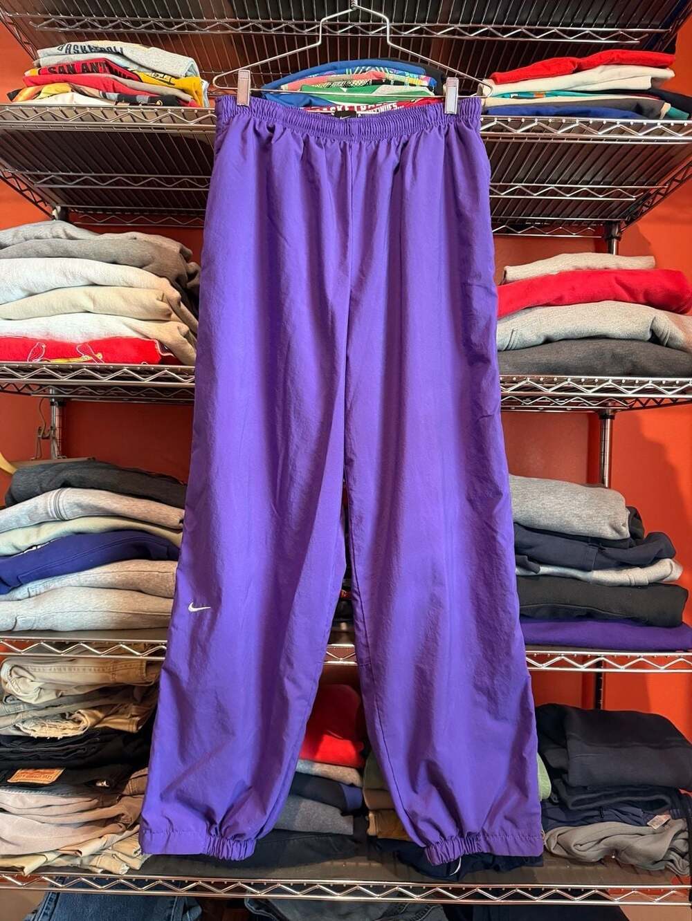 Nike Vintage Windbreaker Track Pants Size Large Purple Nylon embroidered